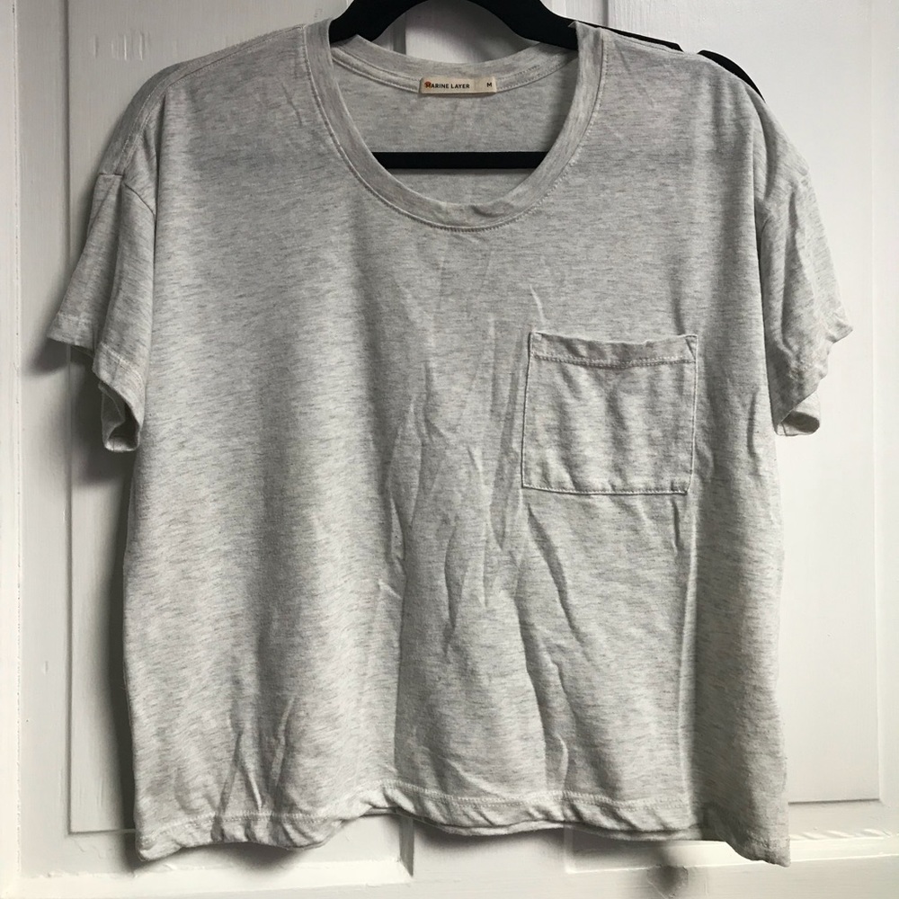 Marine Layer Cropped Tee Warm Gray Size Medium